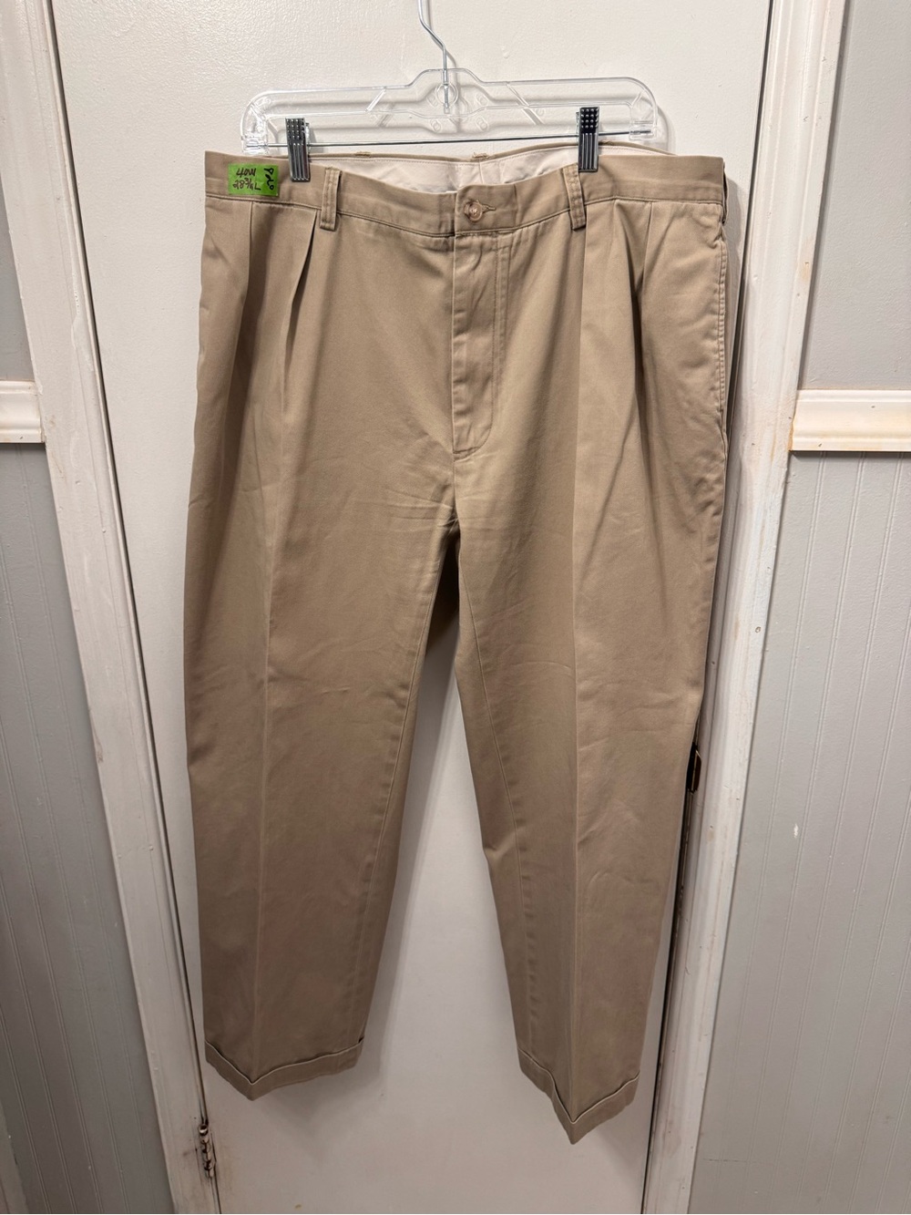 Polo Ralph Lauren Classic Fit Pleated Chino Pants Mens 40x29Khaki Cuff